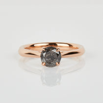 18ct rose gold salt and pepper round brilliant cut diamond engagement solitaire ring