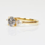 18ct yellow gold salt and pepper round brilliant cut diamond engagement trilogy ring