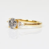 18ct yellow gold salt and pepper round brilliant cut diamond engagement trilogy ring