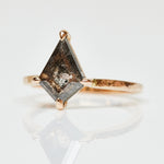18ct rose gold salt and pepper kite diamond engagement solitaire ring
