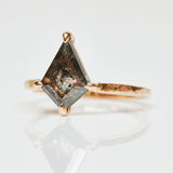 18ct rose gold salt and pepper kite diamond engagement solitaire ring