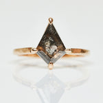 18ct rose gold salt and pepper kite diamond engagement solitaire ring
