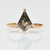 18ct rose gold salt and pepper kite diamond engagement solitaire ring