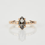 18ct rose gold salt and pepper marquise diamond engagement solitaire ring
