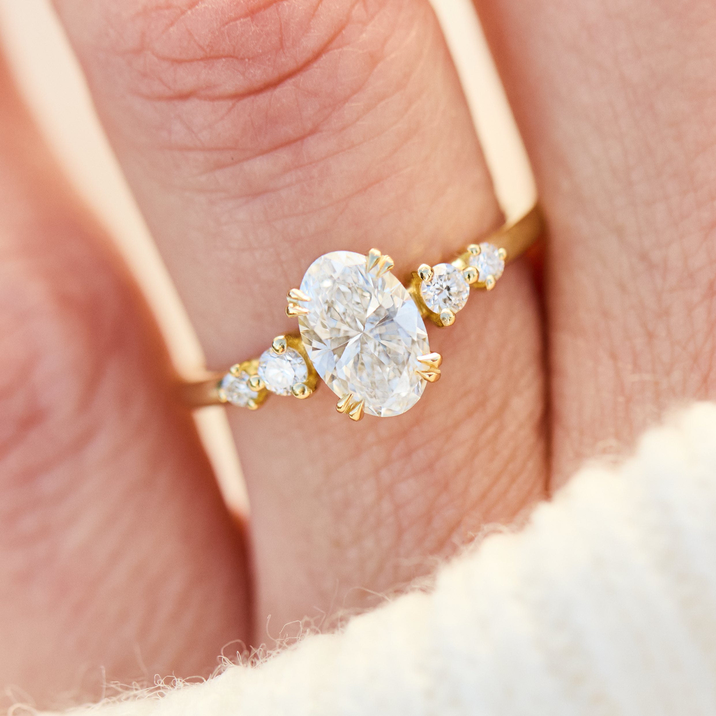18ct Yellow Gold Oval Lab Grown Diamond Engagement Ring