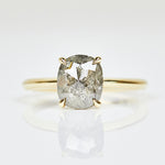 18ct yellow gold salt and pepper cushion cut diamond engagement solitaire ring