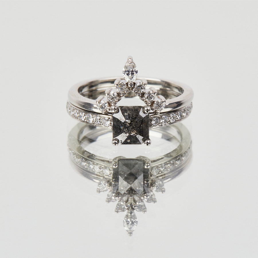 0.70ct Emerald Cut Grey Diamond Engagement Ring, Athena Setting