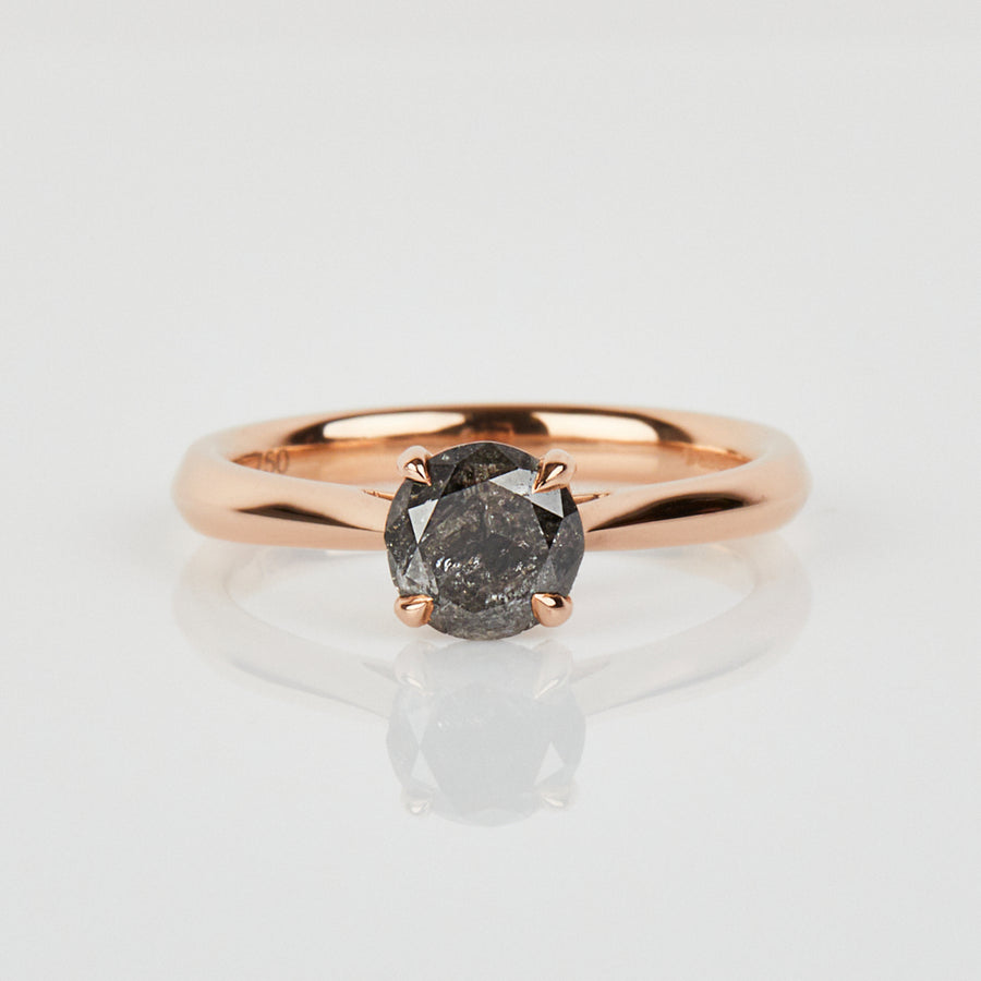 1.10ct Grey Round Brilliant Cut Diamond Ring, Juno Setting