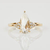 18ct yellow gold salt and pepper pear diamond engagement one-of-a-kind ring