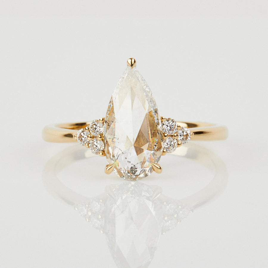 1.43ct Elongated Pear Salt and Pepper Diamond Engagement Ring, Thalia Setting
