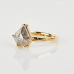 18ct yellow gold salt and pepper shield diamond engagement solitaire ring