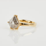 18ct yellow gold salt and pepper shield diamond engagement solitaire ring