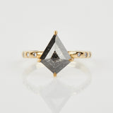 18ct yellow gold salt and pepper kite diamond engagement solitaire ring