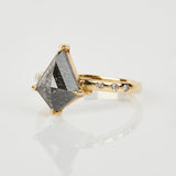 18ct yellow gold salt and pepper kite diamond engagement solitaire ring