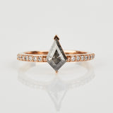 18ct rose gold salt and pepper kite diamond engagement pavé ring