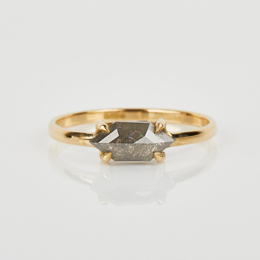 0.82ct Hexagon Grey Diamond Ring, Juno Setting