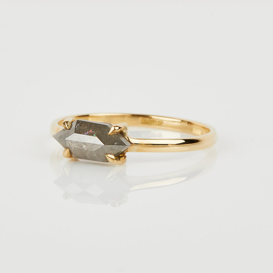 0.82ct Hexagon Grey Diamond Ring, Juno Setting