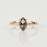 18ct rose gold salt and pepper marquise diamond engagement solitaire ring