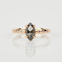 18ct rose gold salt and pepper marquise diamond engagement solitaire ring