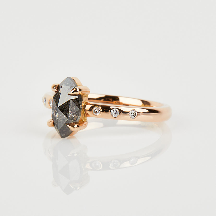 0.80ct Marquise Salt and Pepper Diamond Ring, Maia Setting