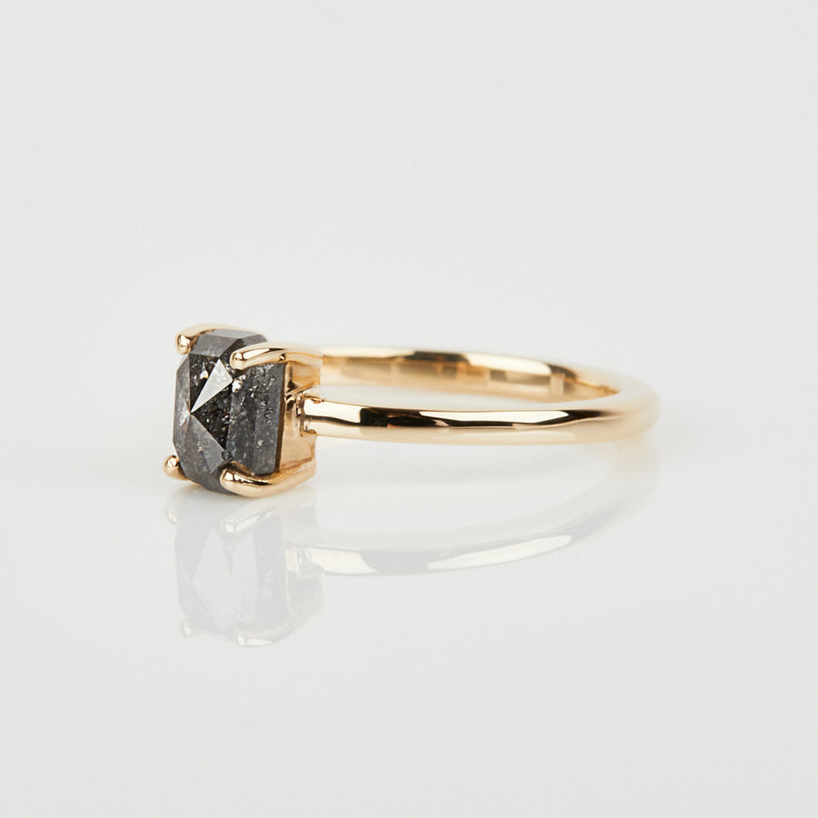 0.64ct Emerald Cut Grey Diamond Juno Ring