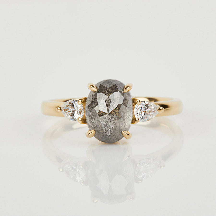 2.18ct Grey Oval Diamond Engagement Ring, Luna Setting