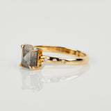 18ct yellow gold salt and pepper emerald cut diamond engagement solitaire ring