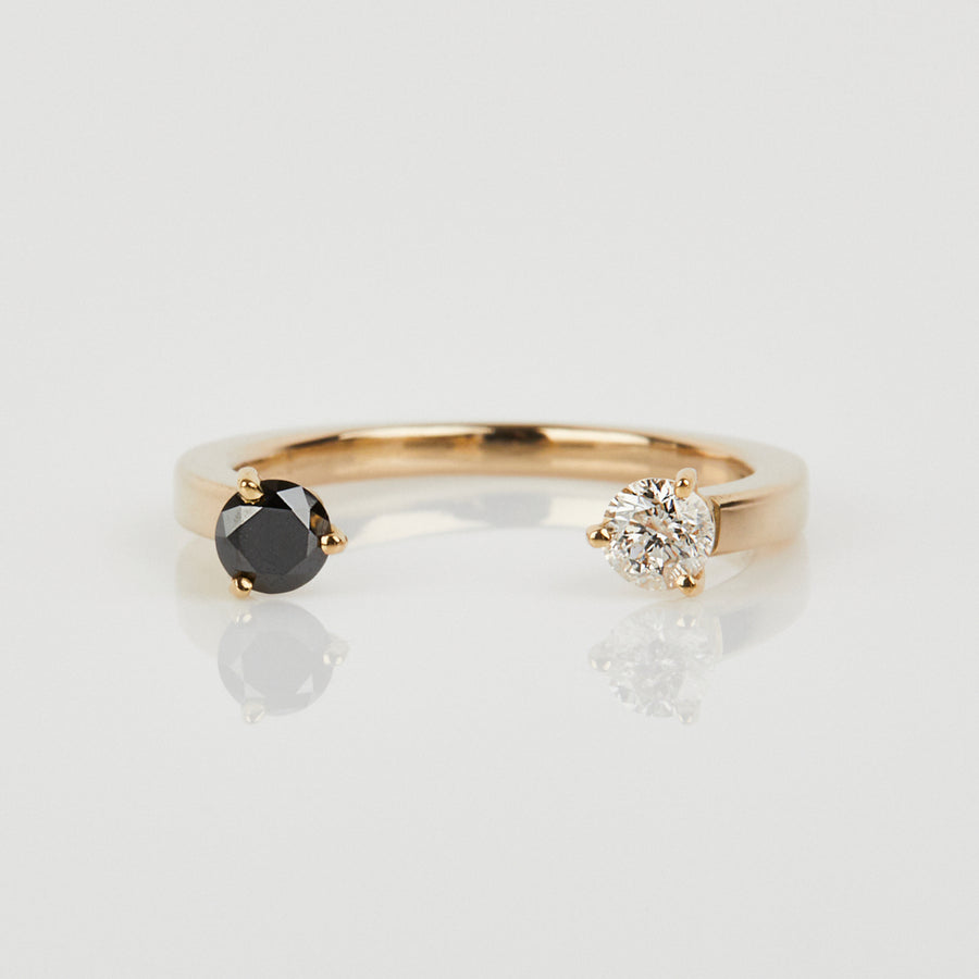 The Dot Ring with Black & White Diamonds