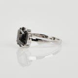 18ct white gold salt and pepper hexagon diamond engagement solitaire ring