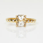 18ct yellow gold salt and pepper emerald cut diamond engagement solitaire ring