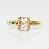 18ct yellow gold salt and pepper emerald cut diamond engagement solitaire ring