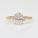18ct yellow gold oval trilogy lab grown diamond ring UK