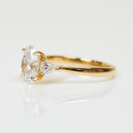 18ct yellow gold oval trilogy lab grown diamond ring UK