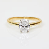 18ct yellow gold oval solitaire lab grown diamond ring UK