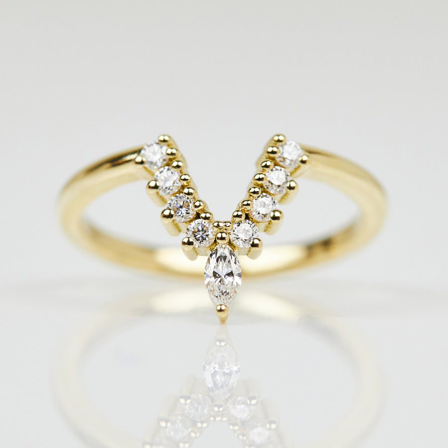 Elongated Diamond Aura Wedding Ring