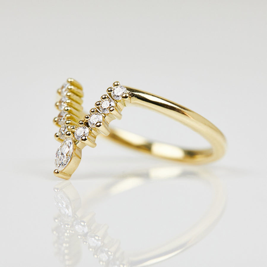 Elongated Diamond Aura Wedding Ring