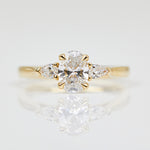 18ct yellow gold oval trilogy lab grown diamond ring UK
