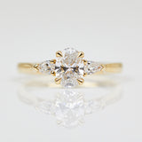 18ct yellow gold oval trilogy lab grown diamond ring UK