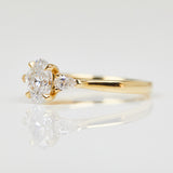 18ct yellow gold oval trilogy lab grown diamond ring UK