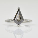 Platinum salt and pepper kite diamond engagement solitaire ring
