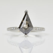 Platinum salt and pepper kite diamond engagement solitaire ring