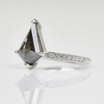 Platinum salt and pepper kite diamond engagement solitaire ring