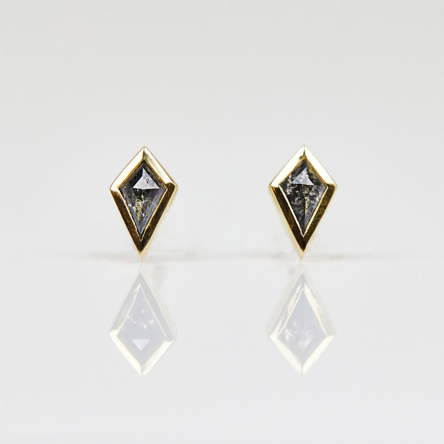 0.45ct Salt & Pepper Kite Shape Diamond Stud Earrings
