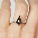 Platinum salt and pepper kite diamond engagement solitaire ring