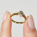 18ct rose gold salt and pepper round rose cut diamond engagement one-of-a-kind ring
