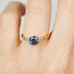 18ct yellow gold oval trilogy ​teal sapphire rings