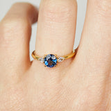 18ct yellow gold oval trilogy ​teal sapphire rings