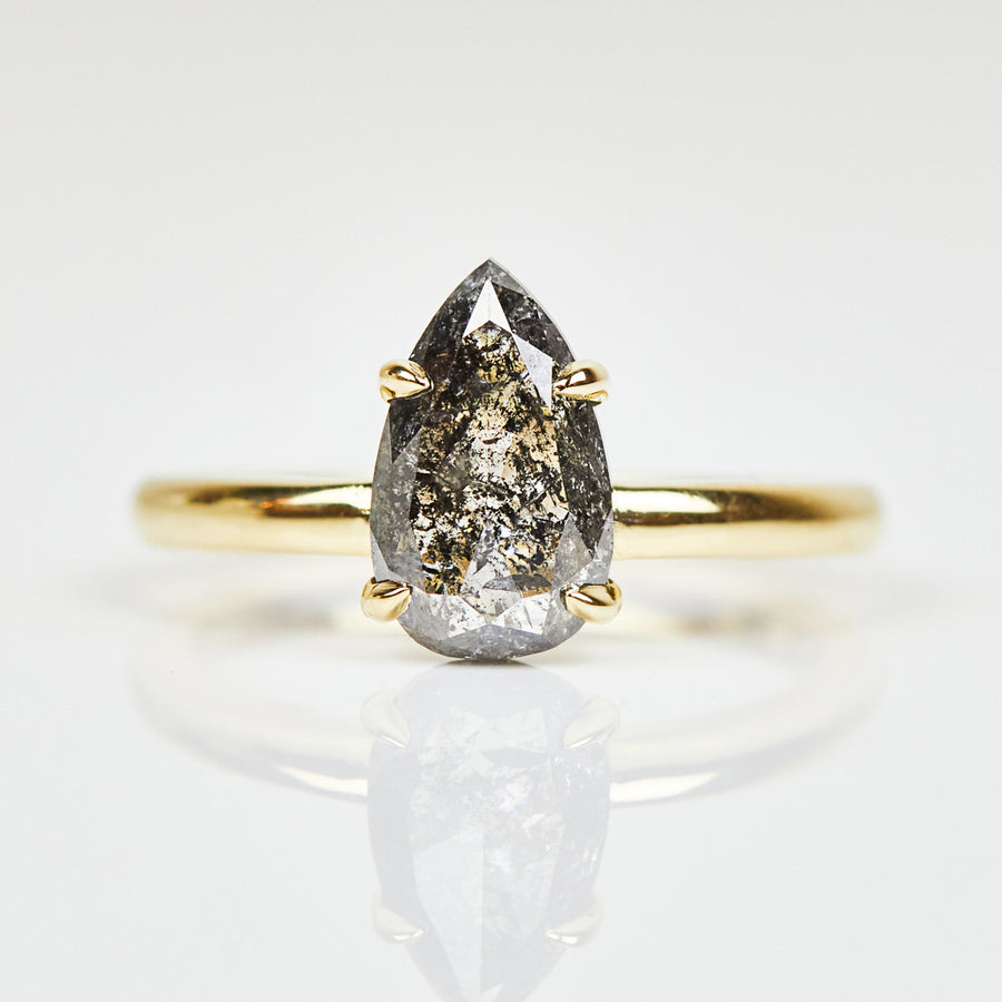 1.20ct Pear Shape Salt and Pepper Diamond Engagement Ring, Juno Setting