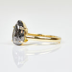 18ct yellow gold salt and pepper pear diamond engagement solitaire ring