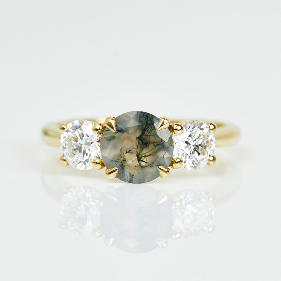 1.41ct Round Moss Agate Engagement Ring, Aphrodite Setting